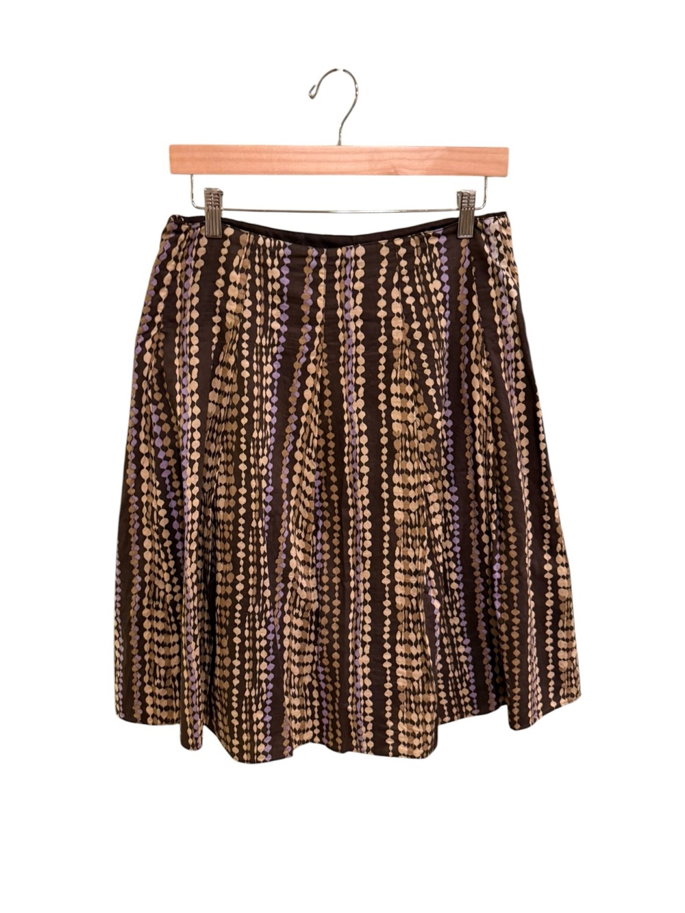 New York & Company Brown, Tan & Lavender Patterned A-Line Skirt Fully Lined